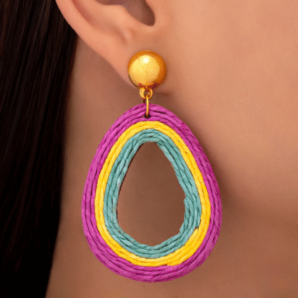 Fioré - Multicolour Raffia Danglers (Anti-Tarnish)