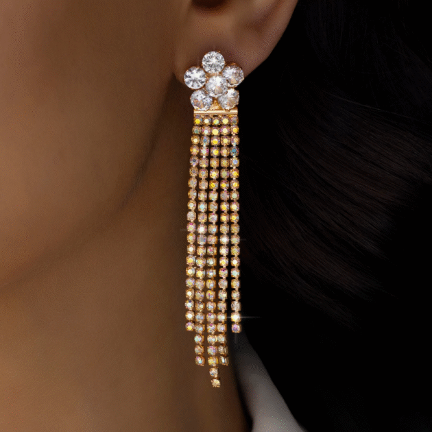 Fioré - Crystal Flower Danglers (Anti-Tarnish)