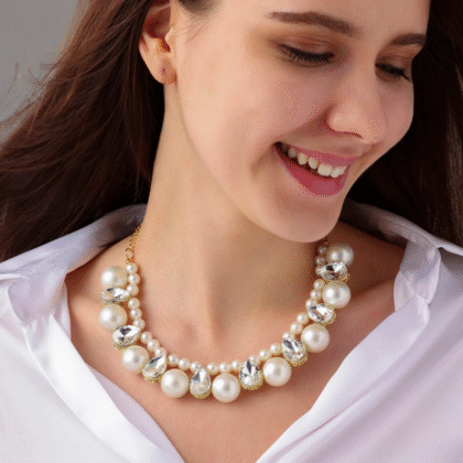 Fioré - Crystal & Pearl Statement Necklace