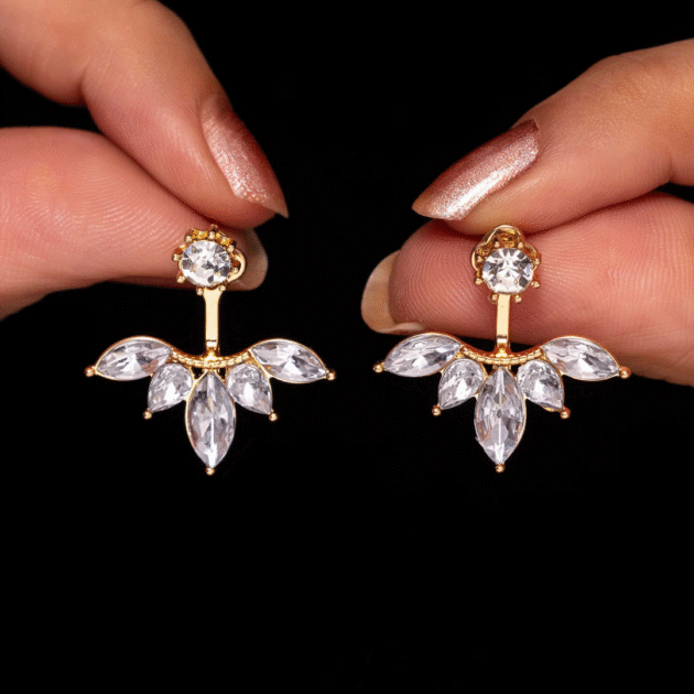 Fioré - Solitaire Designer Drop Earrings (Anti-Tarnish) - Image 4