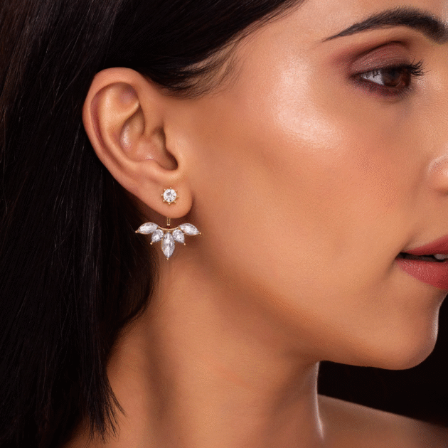 Fioré - Solitaire Designer Drop Earrings (Anti-Tarnish) - Image 2