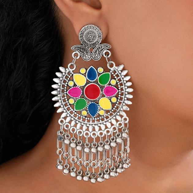 Fioré - Ethnic Enchantment: Exquisite Multicolour Statement Earrings