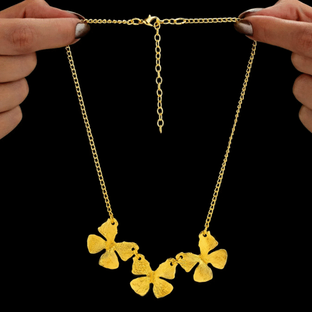 Fioré - Butterfly Necklace With Earrings (Anti-Tarnish) - Image 4