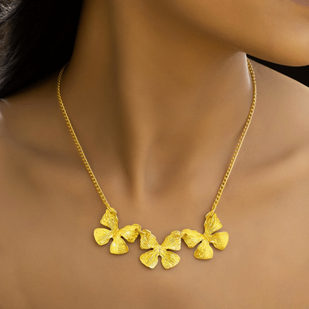 Fioré - Butterfly Necklace With Earrings (Anti-Tarnish) - Image 3