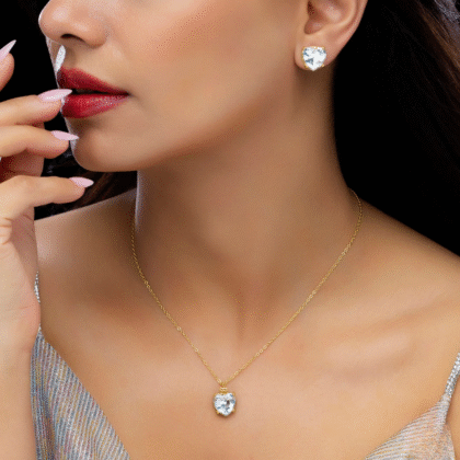 Fioré - Solitaire Necklace Set With Earrings (Anti-Tarnish)