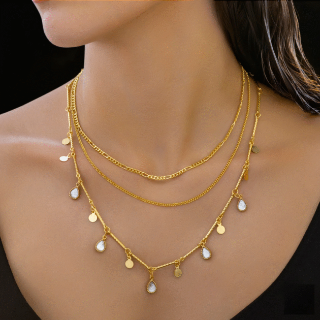Fioré - Triple Layer Chain Necklace (Anti-Tarnish) - Image 2