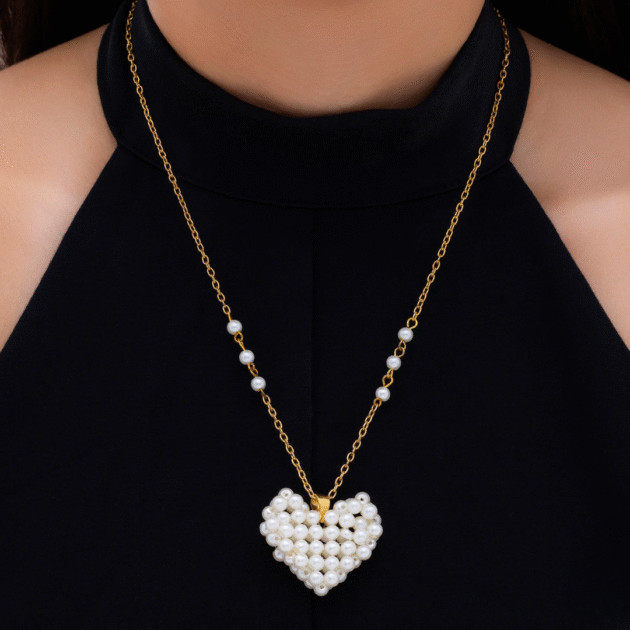 Fioré - Pearl Heart Necklace (Anti-Tarnish)