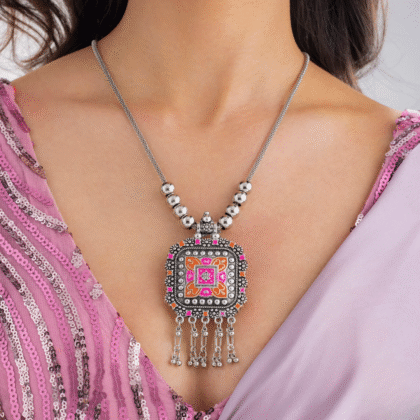 Fioré - Ethnic Statement Necklace with Colorful Enamel