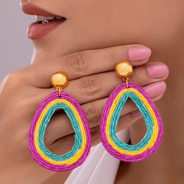 Fioré - Multicolour Raffia Danglers (Anti-Tarnish) - Image 4