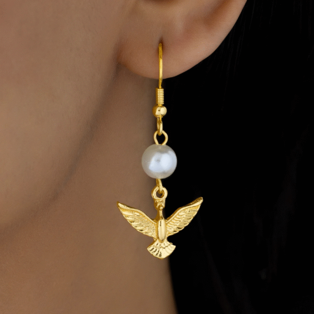 Fioré - Pearls & Bird Necklace Set With Earrings (Anti-Tarnish) - Image 5