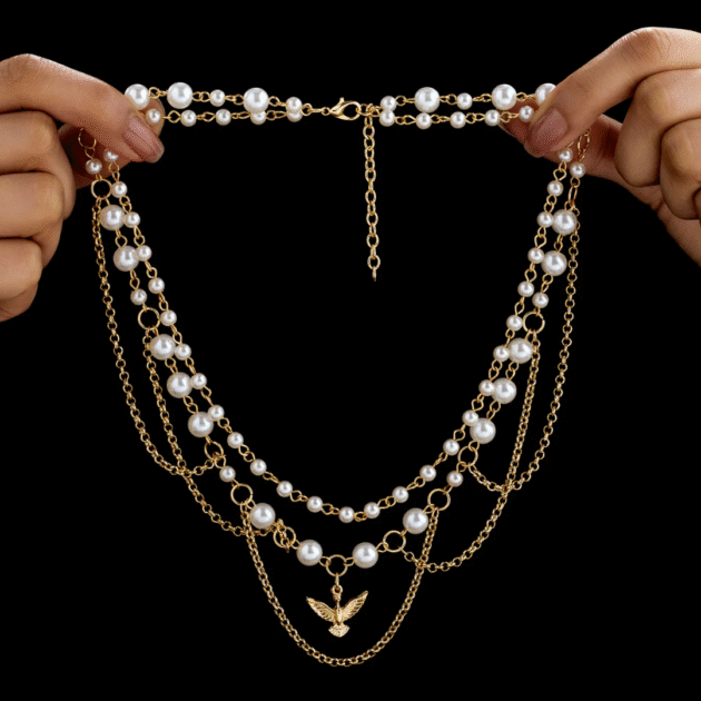 Fioré - Pearls & Bird Necklace Set With Earrings (Anti-Tarnish) - Image 3