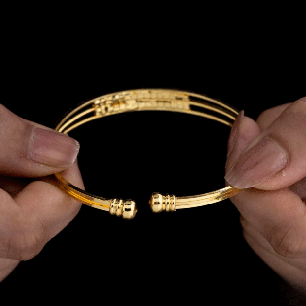 Fioré - Triple Line Rhinestone Bangle Bracelet (Adjustable Size & Anti-Tarnish) - Image 4