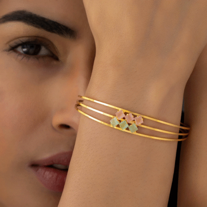 Fioré - Triple Line Crystal Bangle Bracelet (Adjustable Size & Anti-Tarnish)