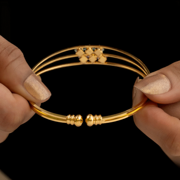 Fioré - Triple Line Crystal Bangle Bracelet (Adjustable Size & Anti-Tarnish) - Image 3