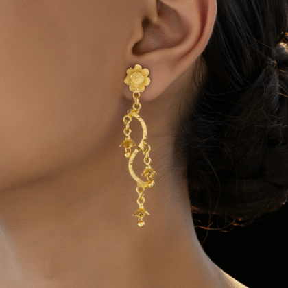 Fioré - Golden Flower Danglers (Anti-Tarnish)