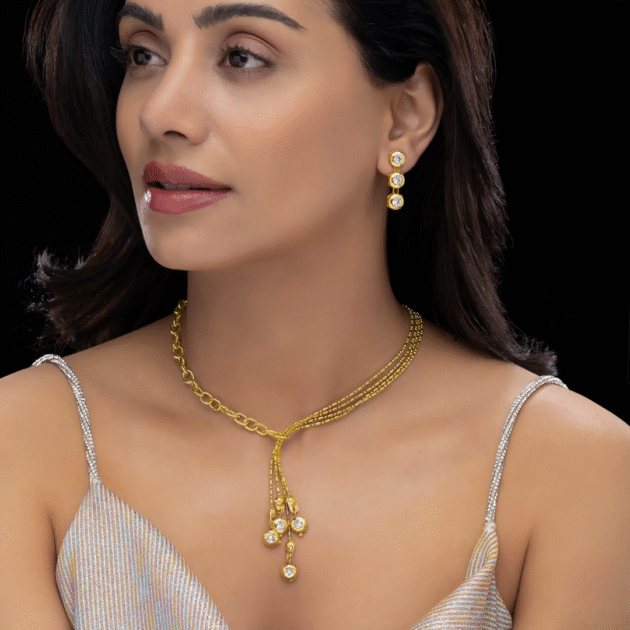 Fioré - Crystal Necklace Set With Earrings (Anti-Tarnish) - Image 2