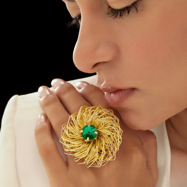 Fioré - Golden Nest Emerald Ring (Adjustable Size) - Image 2