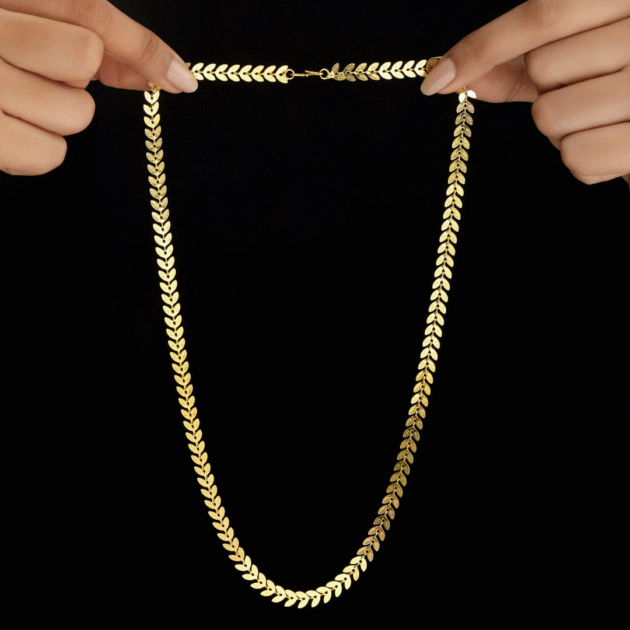Fioré - Double Layer Chevron Chain with Shell Charms (Anti-Tarnish) - Image 4