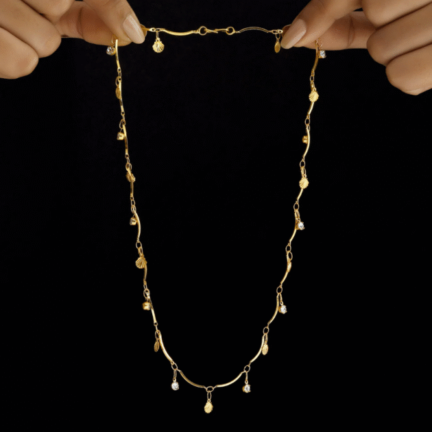 Fioré - Double Layer Chevron Chain with Shell Charms (Anti-Tarnish) - Image 3