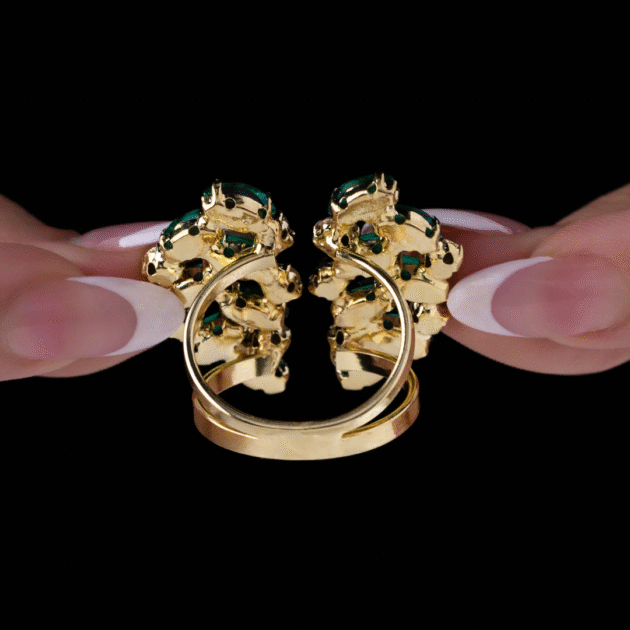 Fioré - Leafy Crystal Ring (Adjustable Size & Anti-Tarnish) - Image 3