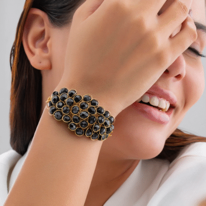 Fioré - Spectacular Black Crystal Stone Bracelet