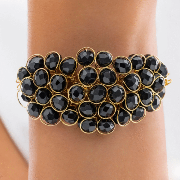 Fioré - Spectacular Black Crystal Stone Bracelet - Image 2