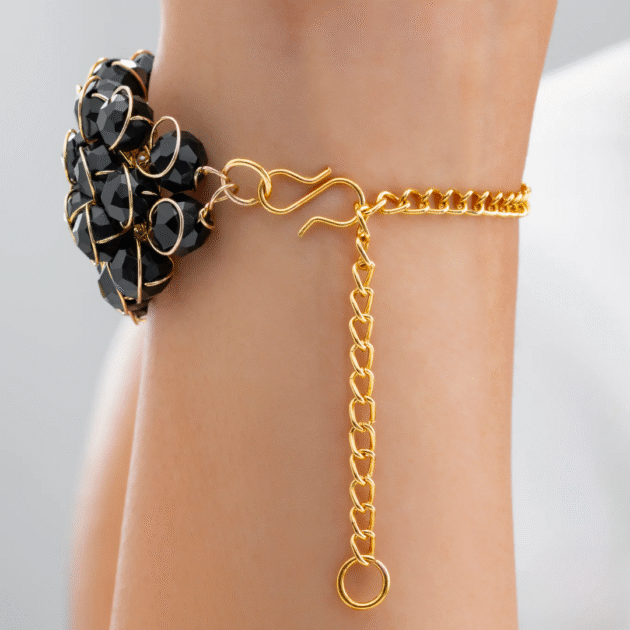 Fioré - Spectacular Black Crystal Stone Bracelet - Image 4