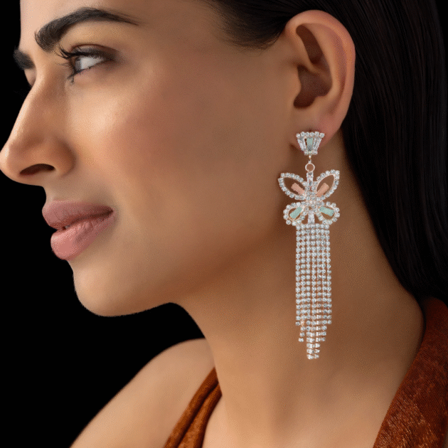 Fioré - Butterfly Crystal Danglers (Anti-Tarnish) - Image 2