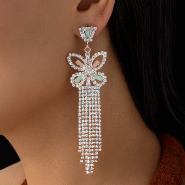 Fioré - Butterfly Crystal Danglers (Anti-Tarnish)