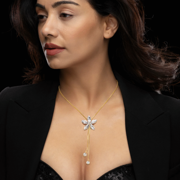 Fioré - Crystal Flower Necklace (Anti-Tarnish)