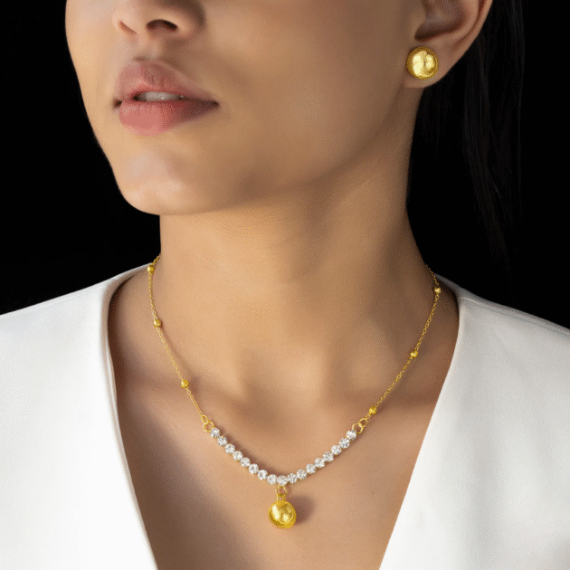 Fioré - American Diamond Necklace Set With Earrings (Anti-Tarnish)